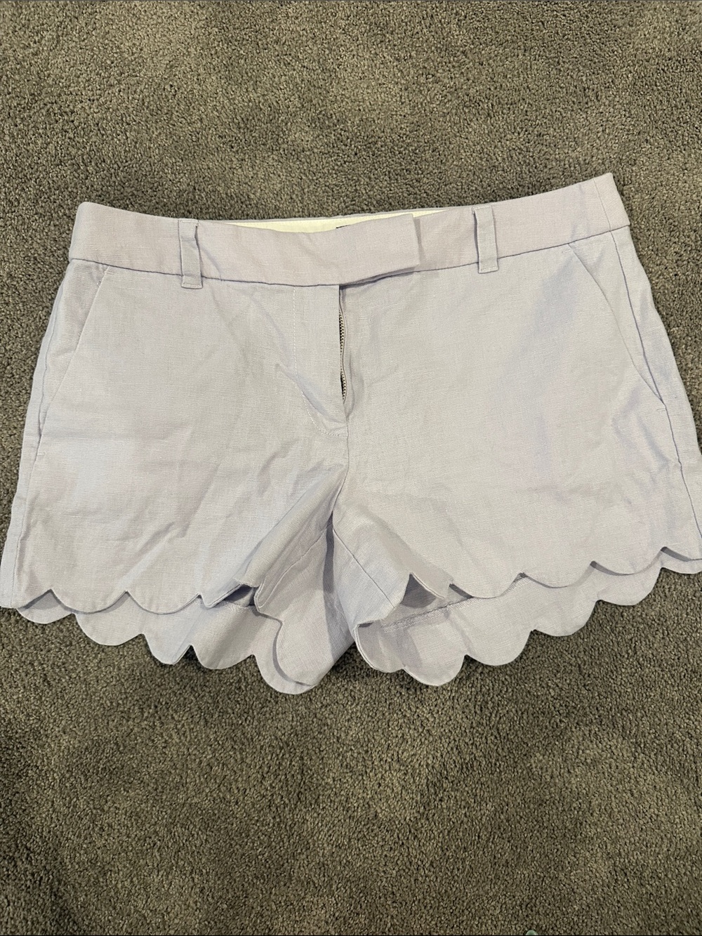 J. Crew Scalloped mid-Waist Shorts in Light Lavender
